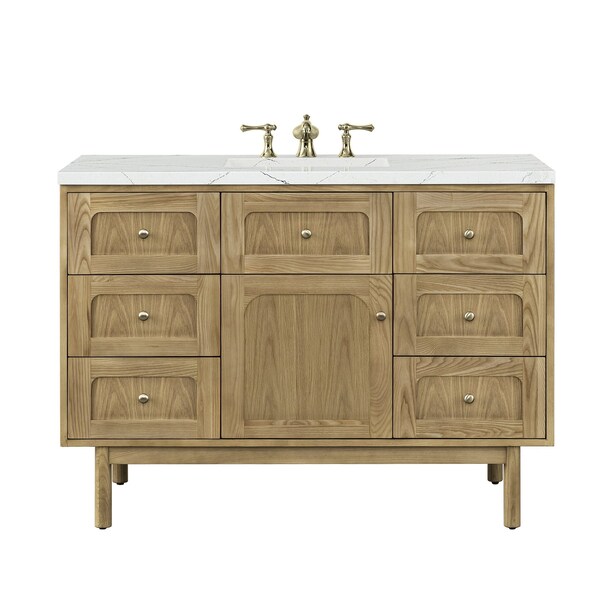 James Martin Vanities Laurent 48in Single Vanity, Light Natural Oak w/ 3 CM Ethereal Noctis Top 545-V48-LNO-3ENC - main